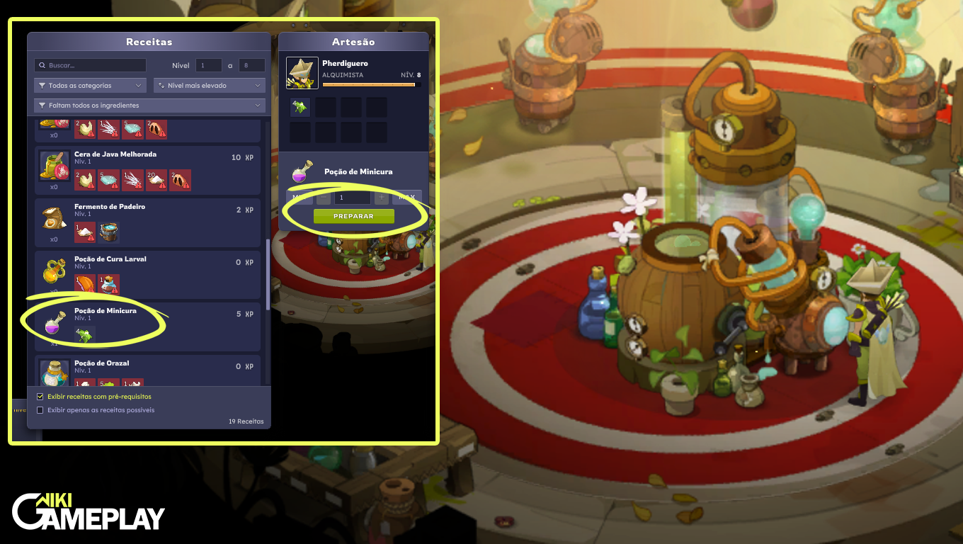 Como fabricar a porção de miniatura em dofus