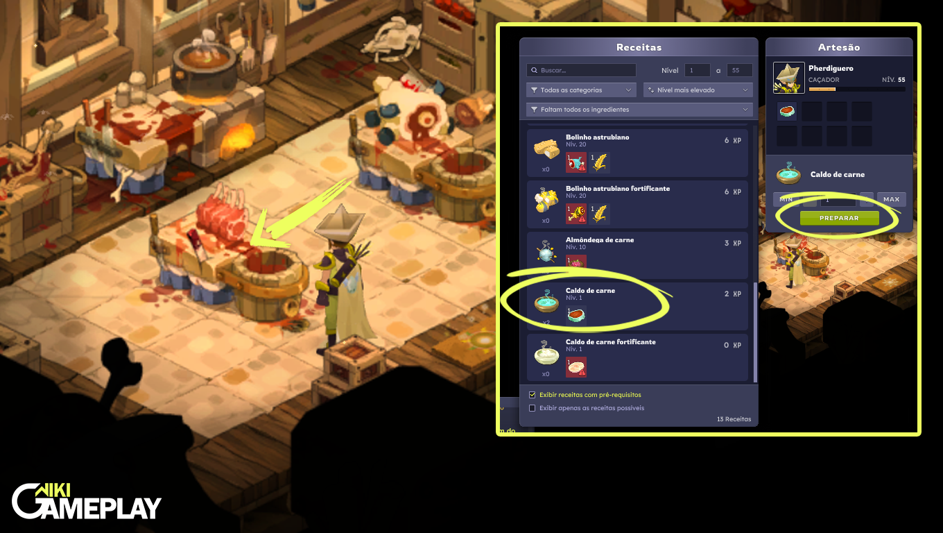 Como criar Caldo de Carne em Dofus