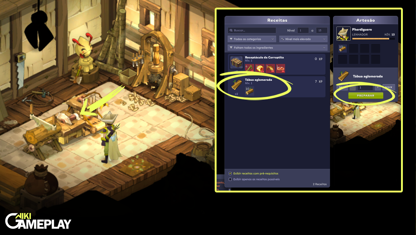 Como fabricar Tábua Aglomerada em Dofus