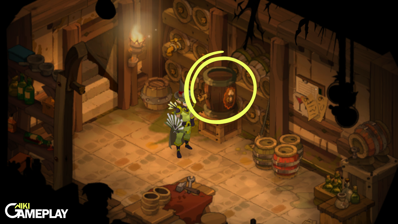 Inspecione o porão em Dofus durante a missão Morte do RATO